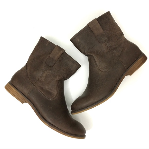Crown Vintage Brown Leather Ankle Boots Size 39